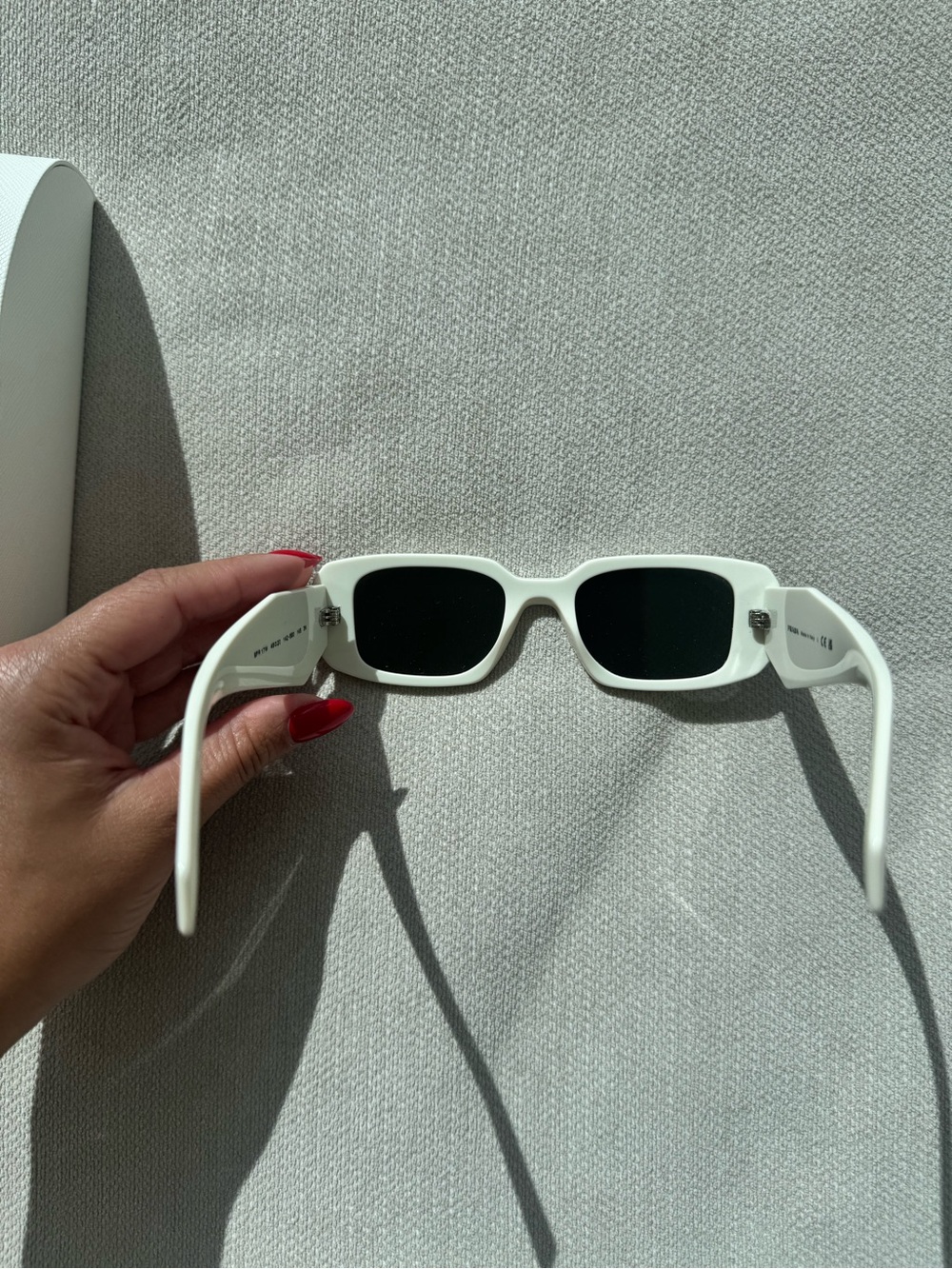 White Retro Prada Rectangle Sunglasses - Picture 3 of 6